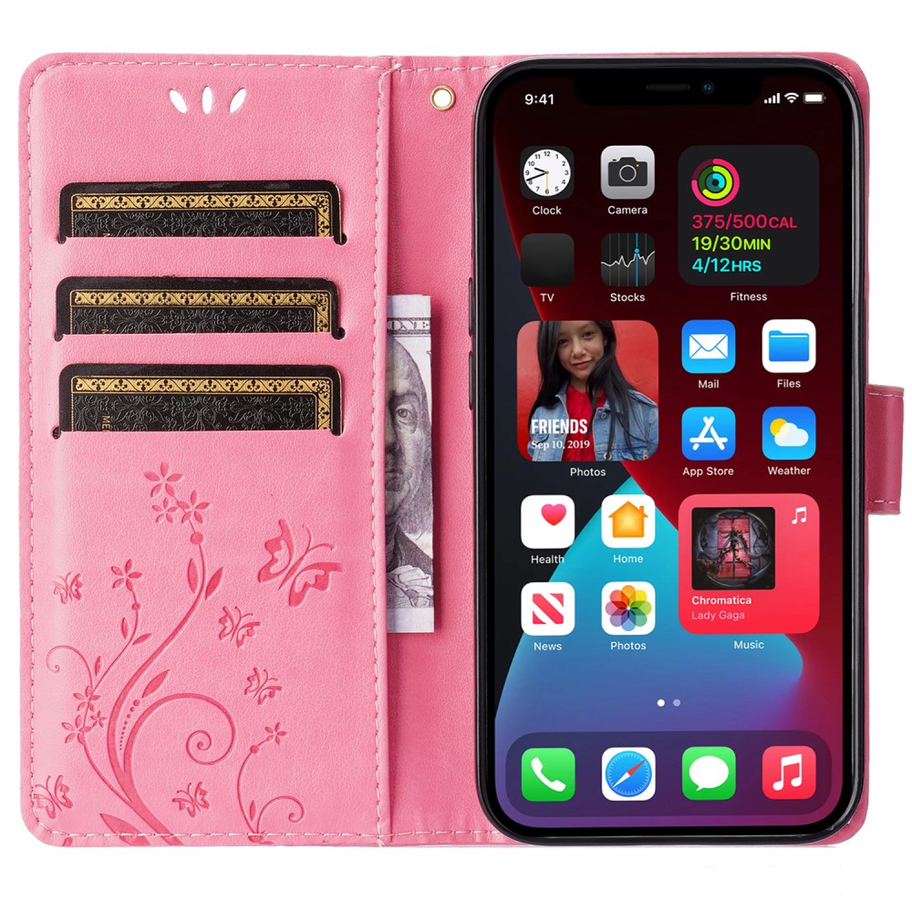  iPhone 15 Plus Fodral Med Blommigt Tryck Rosa