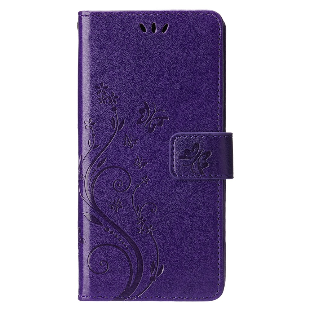 iPhone 15 Plus Fodral Med Blommigt Tryck Mörk Lila