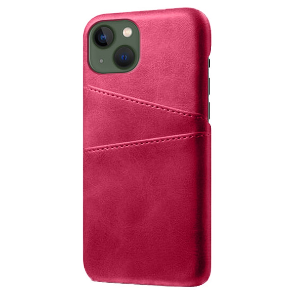  iPhone 15 Plus Skal Läder Med 2 Kortfack Rosa