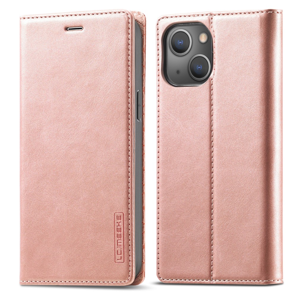 LC.IMEEKE LC.IMEEKE iPhone 15 Plus Fodral Flip Läder Roséguld