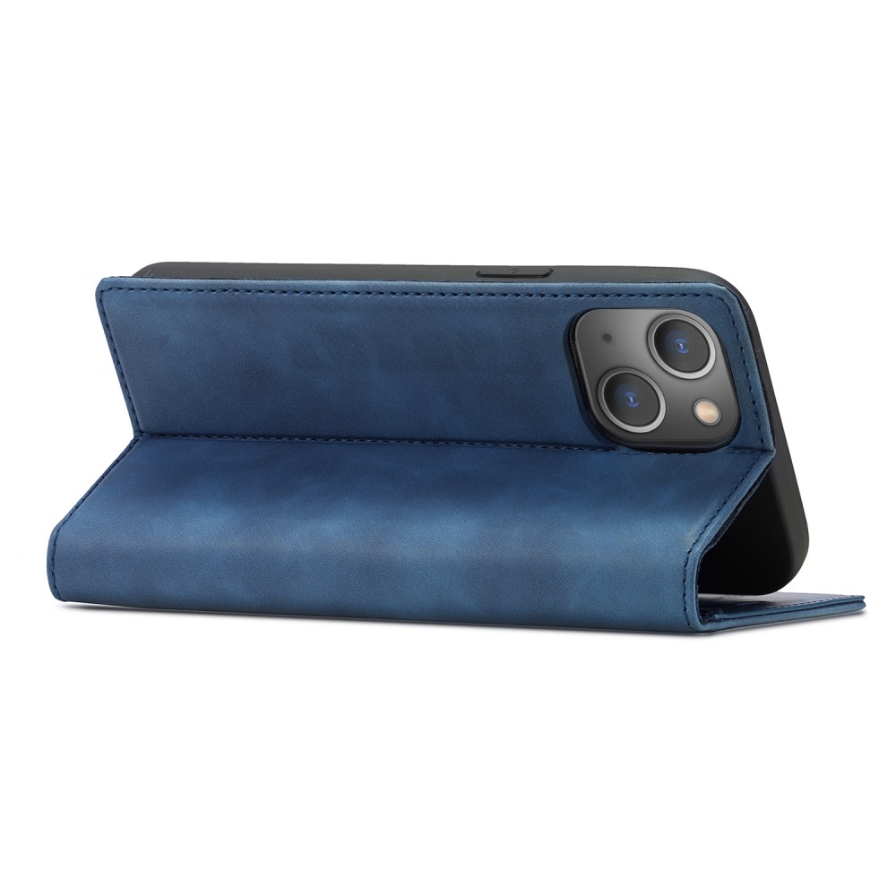 LC.IMEEKE LC.IMEEKE iPhone 15 Plus Fodral Flip Läder Blå