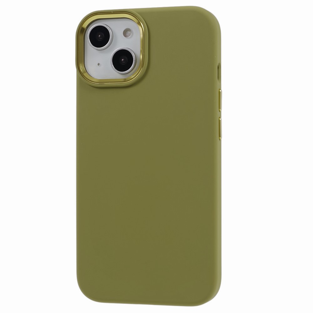  iPhone 15 Plus Skal Liquid Silikon AluLens Böngrön