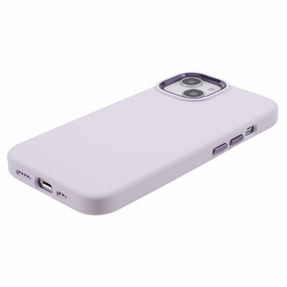  iPhone 15 Plus Skal Liquid Silikon AluLens Ljus Lila