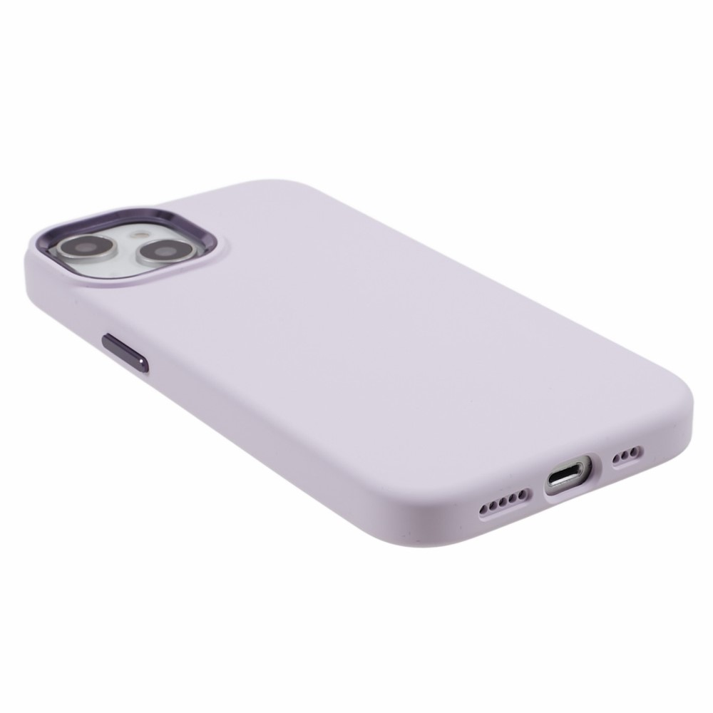  iPhone 15 Plus Skal Liquid Silikon AluLens Ljus Lila