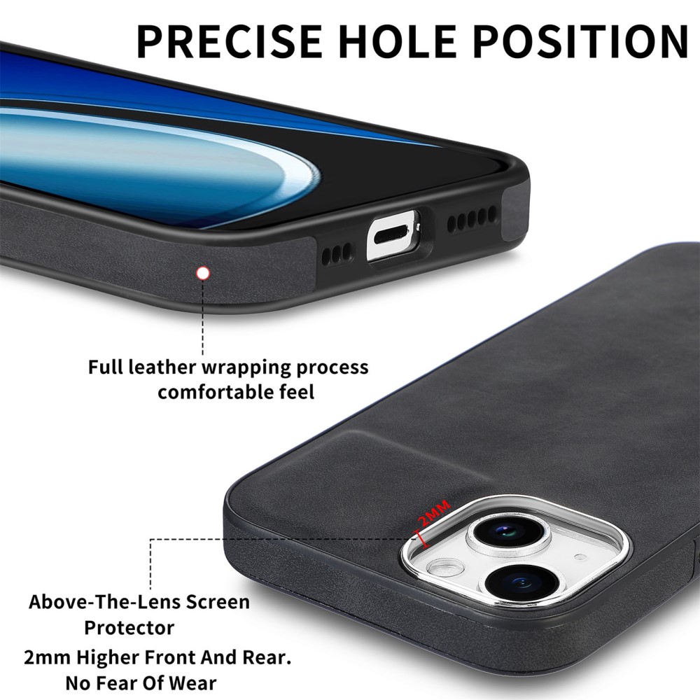  iPhone 15 Plus Skal Läderbelagt Skin Touch Svart