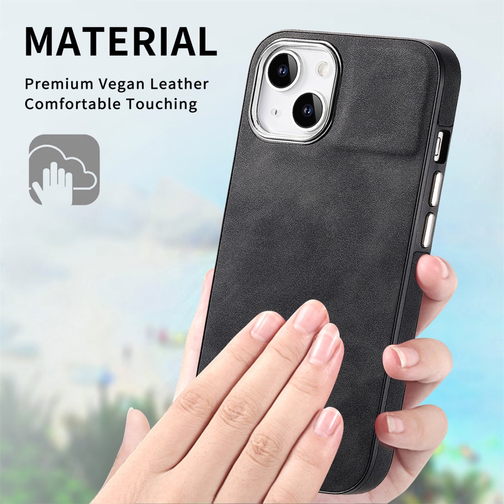  iPhone 15 Plus Skal Läderbelagt Skin Touch Svart