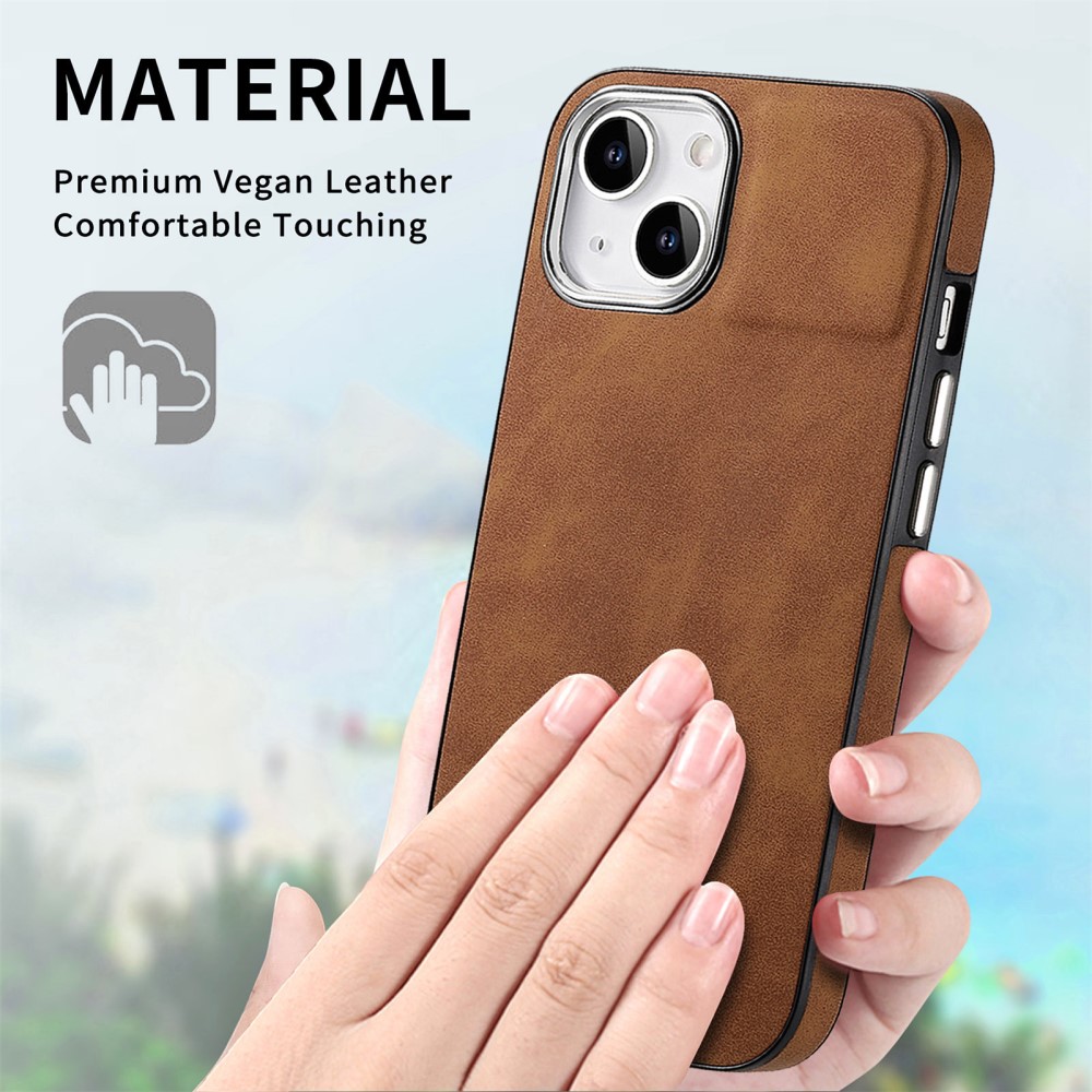  iPhone 15 Plus Skal Läderbelagt Skin Touch Brun