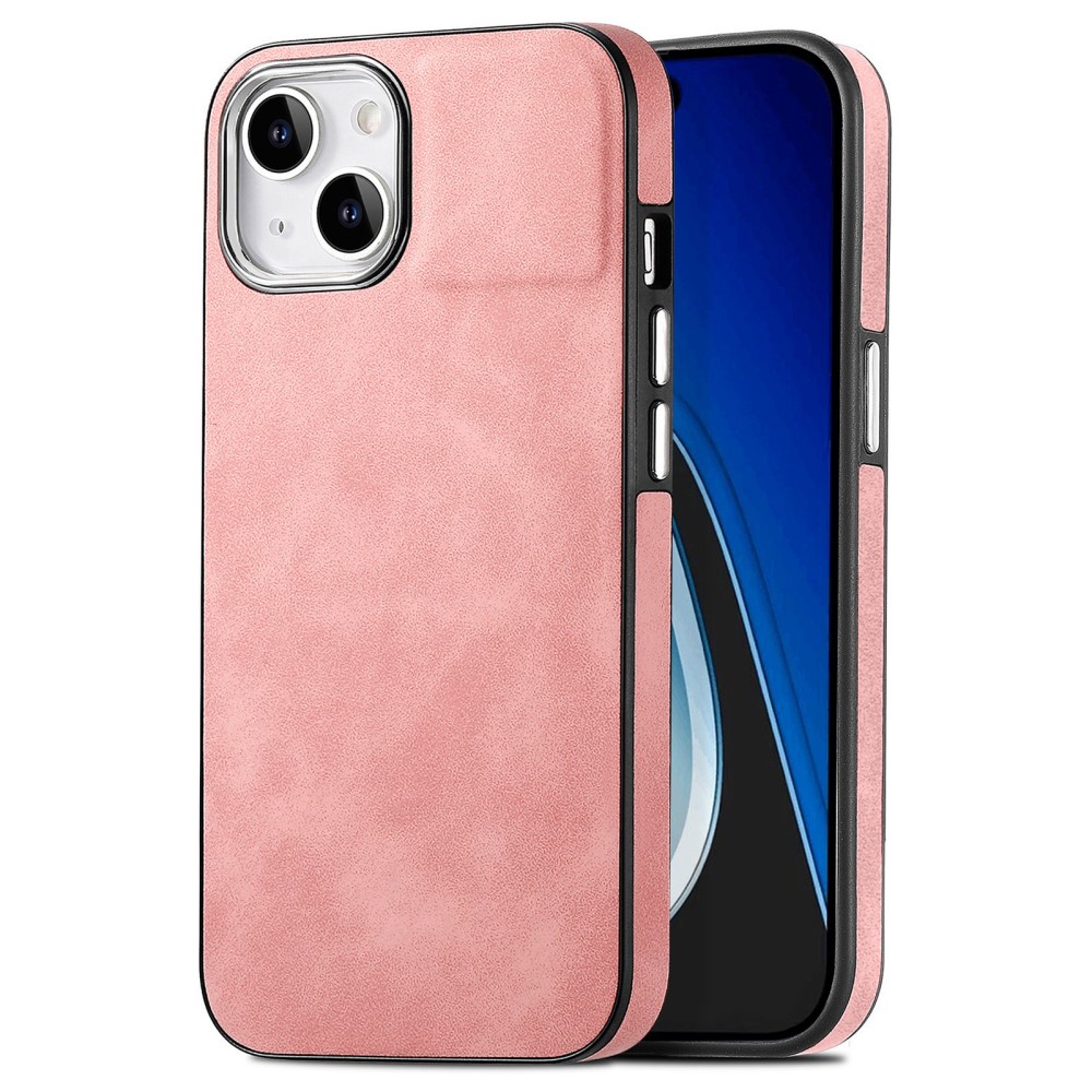 iPhone 15 Plus Skal Läderbelagt Skin Touch Rosa