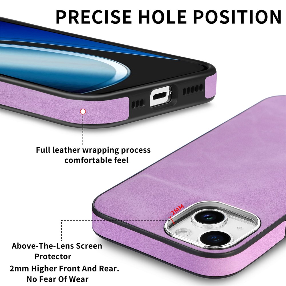  iPhone 15 Plus Skal Läderbelagt Skin Touch Lila