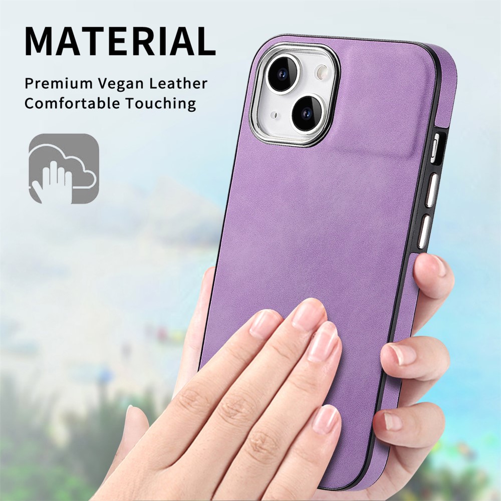  iPhone 15 Plus Skal Läderbelagt Skin Touch Lila