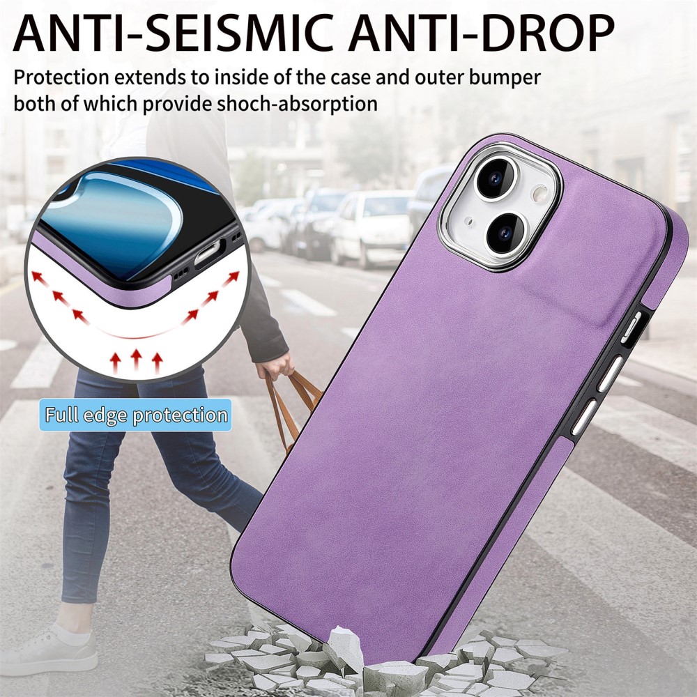  iPhone 15 Plus Skal Läderbelagt Skin Touch Lila