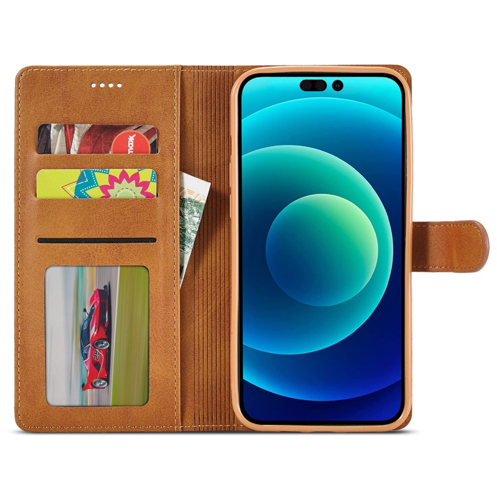 LC.IMEEKE LC.IMEEKE iPhone 15 Plus Fodral Läder Brun