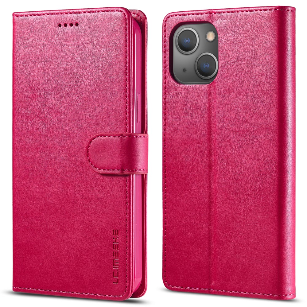 LC.IMEEKE LC.IMEEKE iPhone 15 Plus Fodral Läder Rosa/Röd