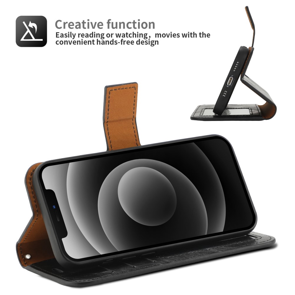  iPhone 15 Plus 2in1 Magnet Fodral Crazy Horse Svart