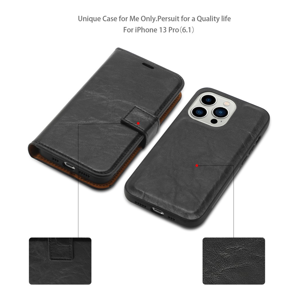  iPhone 15 Plus 2in1 Magnet Fodral Crazy Horse Svart