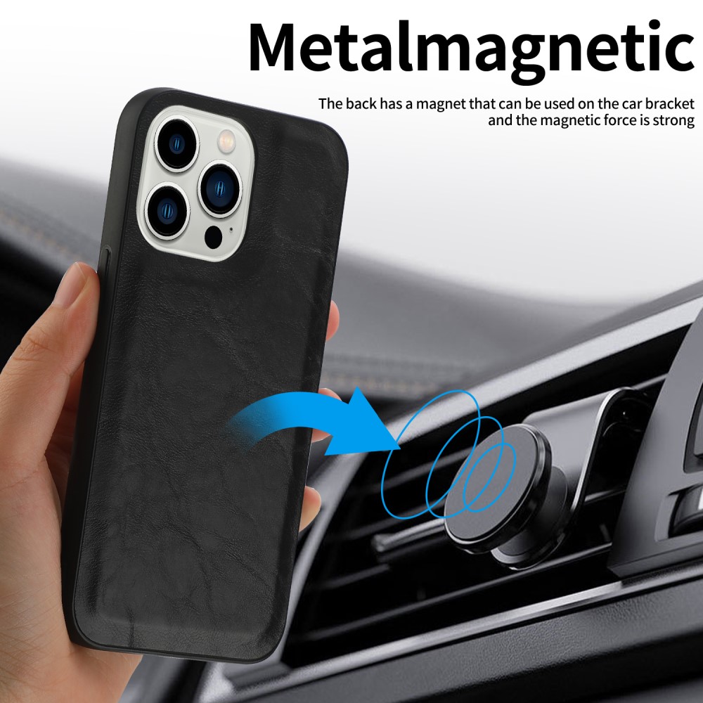  iPhone 15 Plus 2in1 Magnet Fodral Crazy Horse Svart