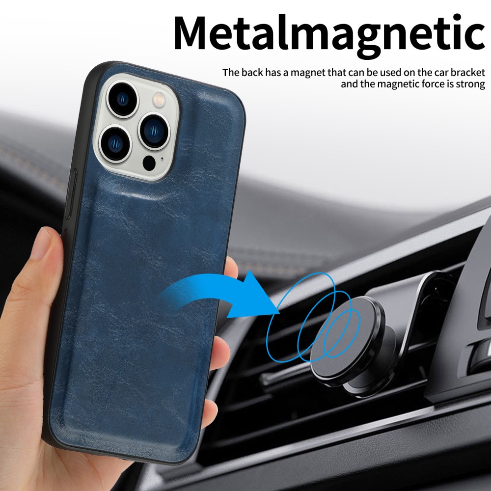  iPhone 15 Plus 2in1 Magnet Fodral Crazy Horse Blå