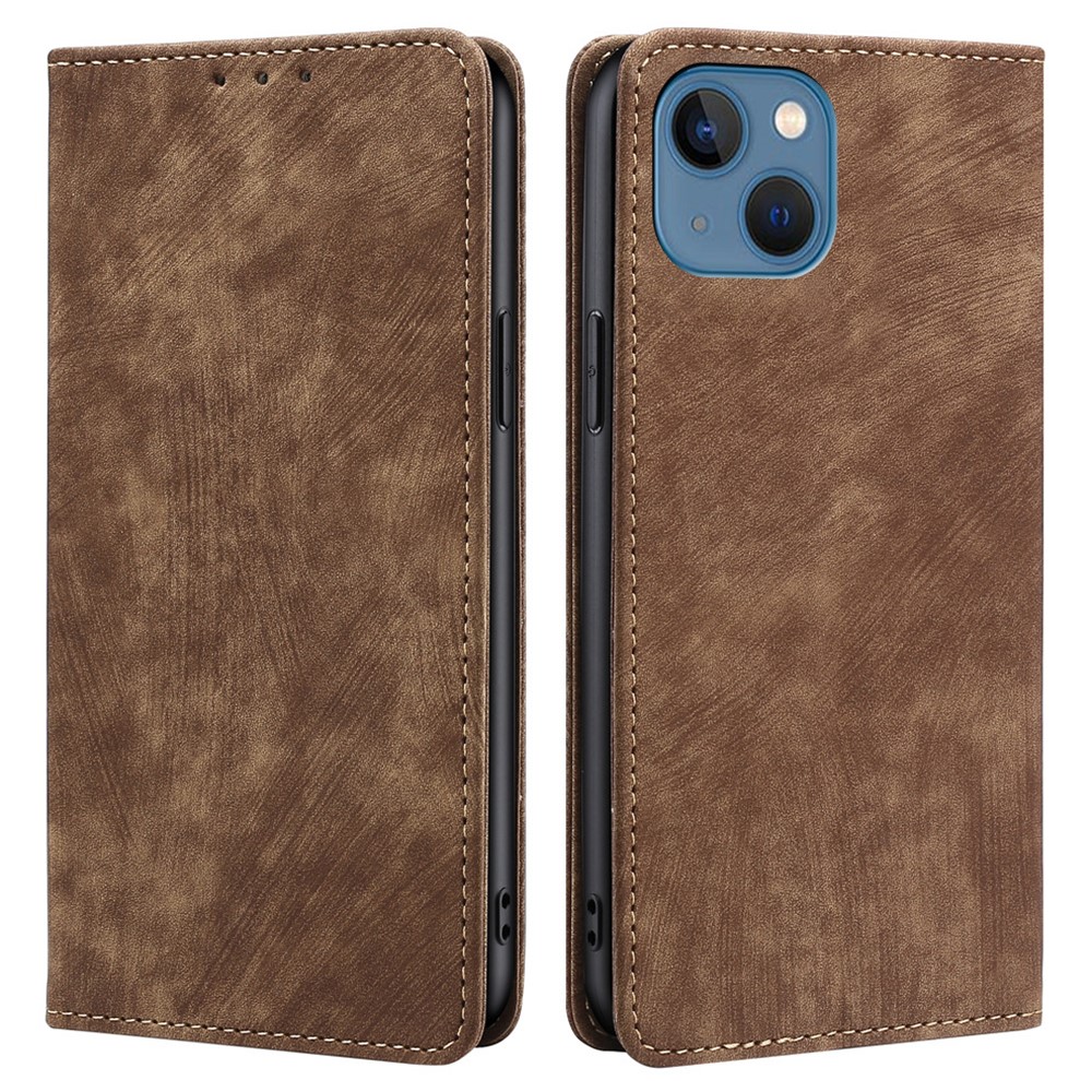  iPhone 15 Plus Fodral RFID Flip Retro Brun