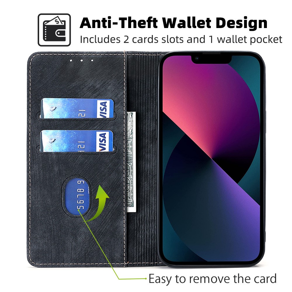  iPhone 15 Plus Fodral RFID Flip Retro Brun