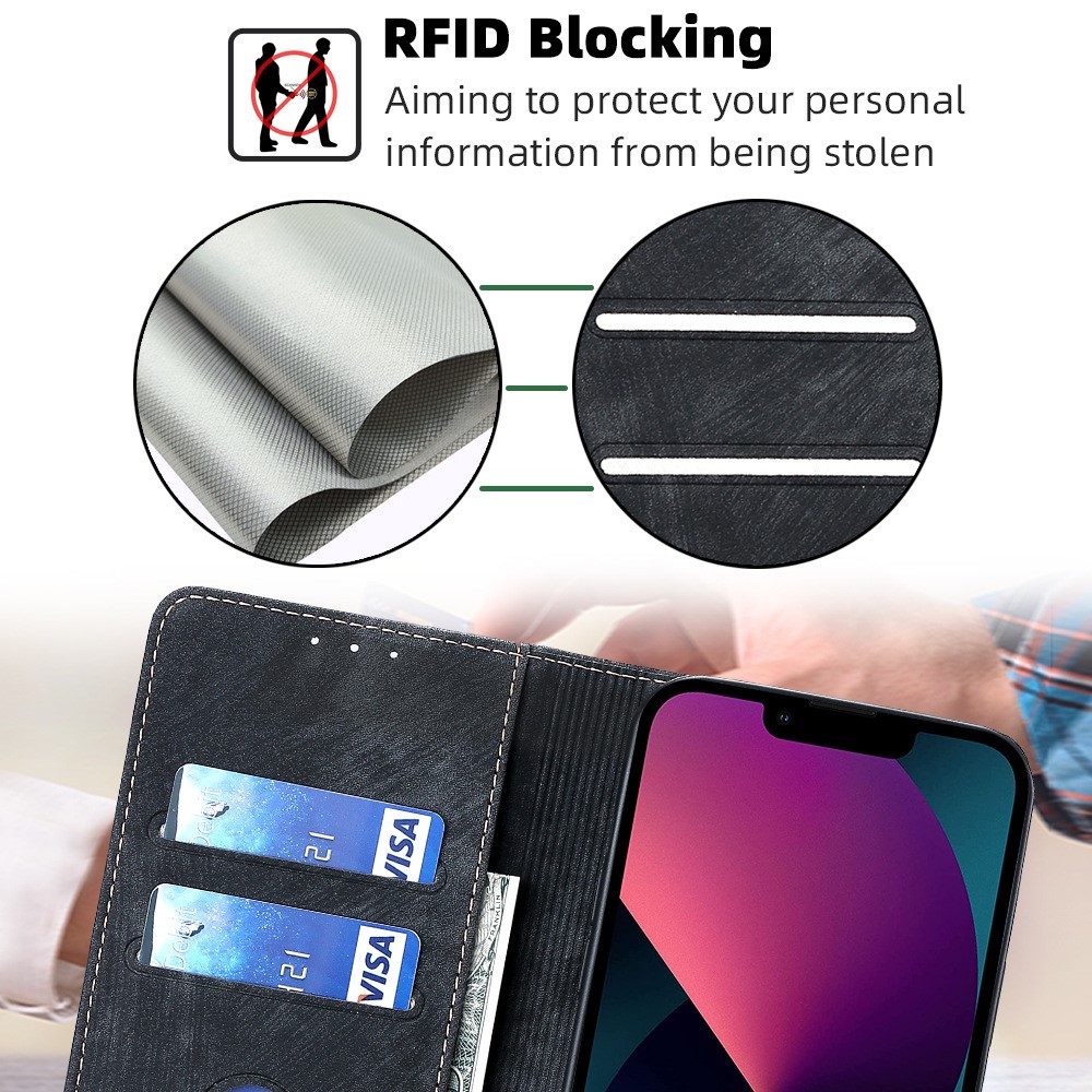  iPhone 15 Plus Fodral RFID Flip Retro Brun