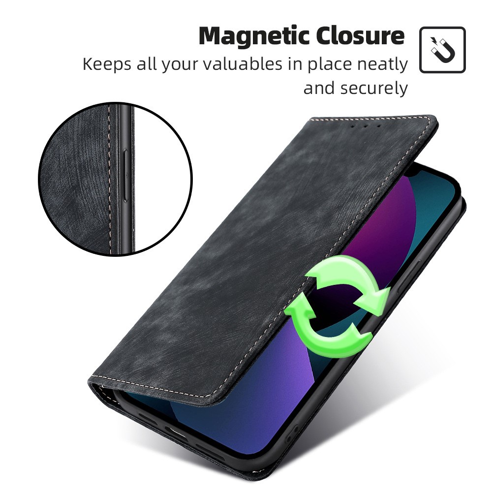  iPhone 15 Plus Fodral RFID Flip Retro Brun