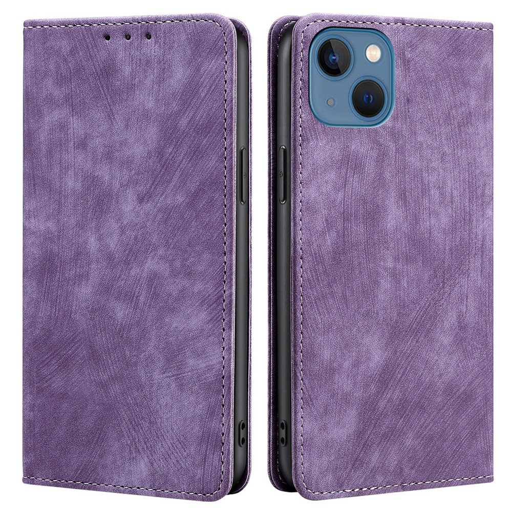  iPhone 15 Plus Fodral RFID Flip Retro Lila