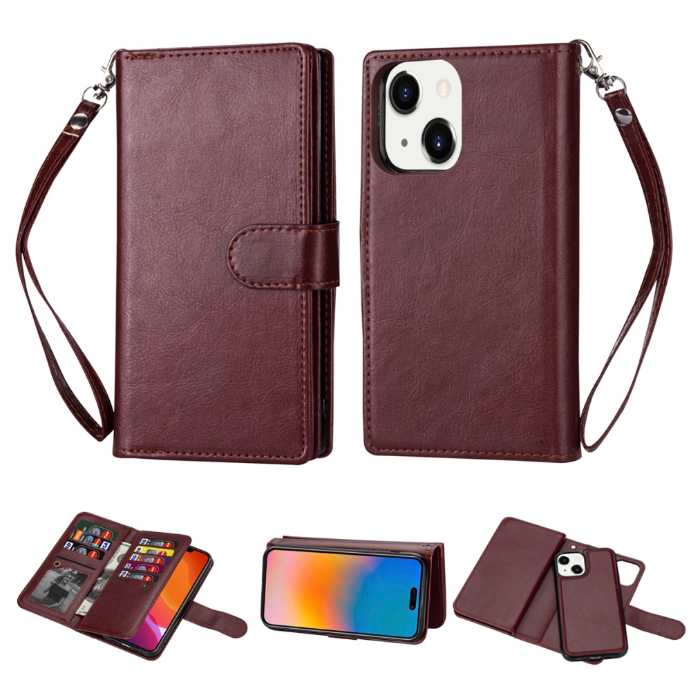  iPhone 15 Plus 9-korts 2in1 Magnet/Fodral Brun