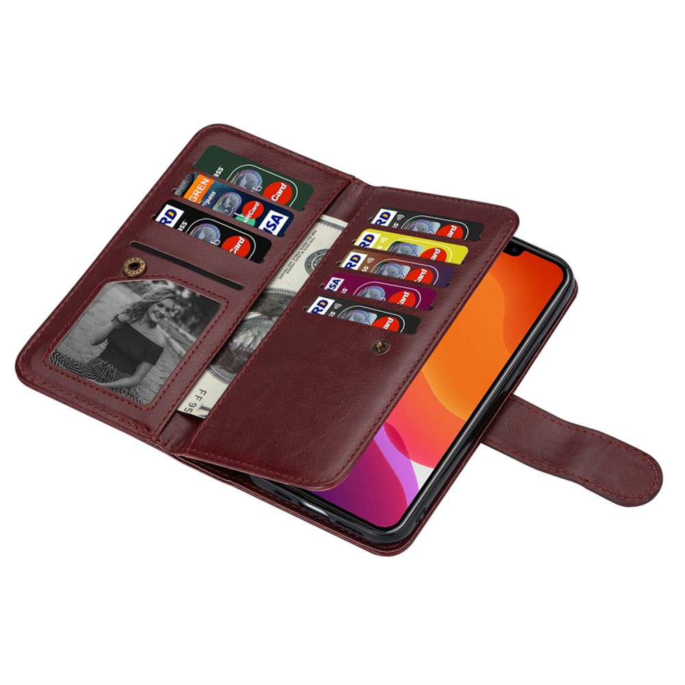  iPhone 15 Plus 9-korts 2in1 Magnet/Fodral Brun