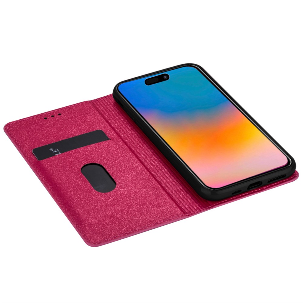  iPhone 15 Plus Fodral Flip Glitter Rosa