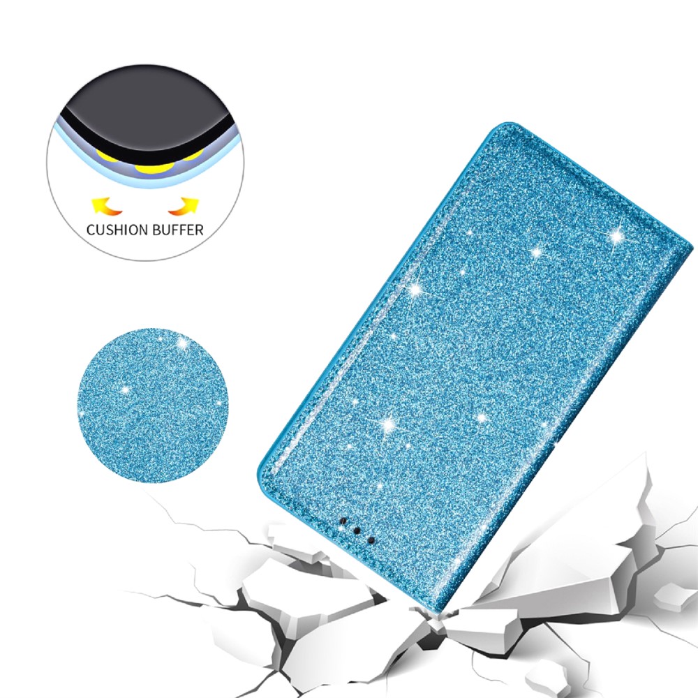  iPhone 15 Plus Fodral Flip Glitter Blå