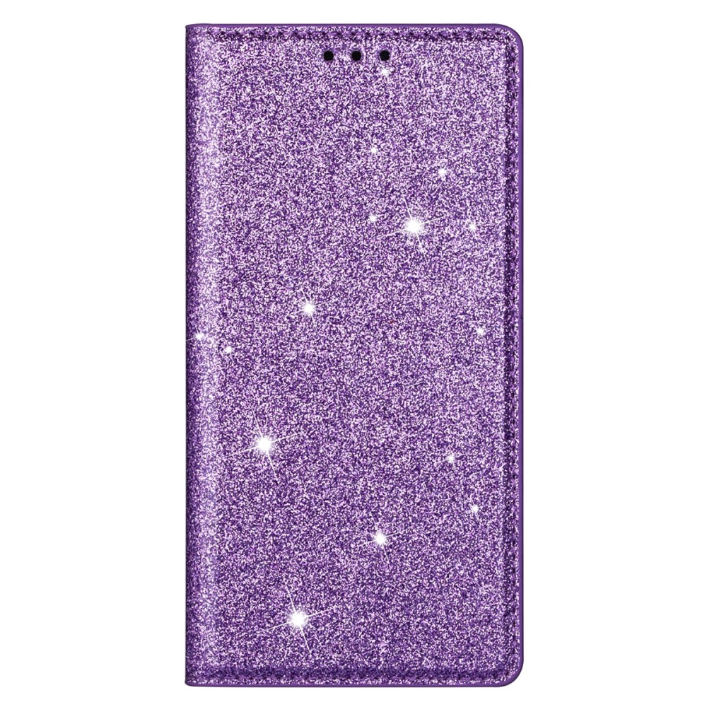  iPhone 15 Plus Fodral Flip Glitter Lila