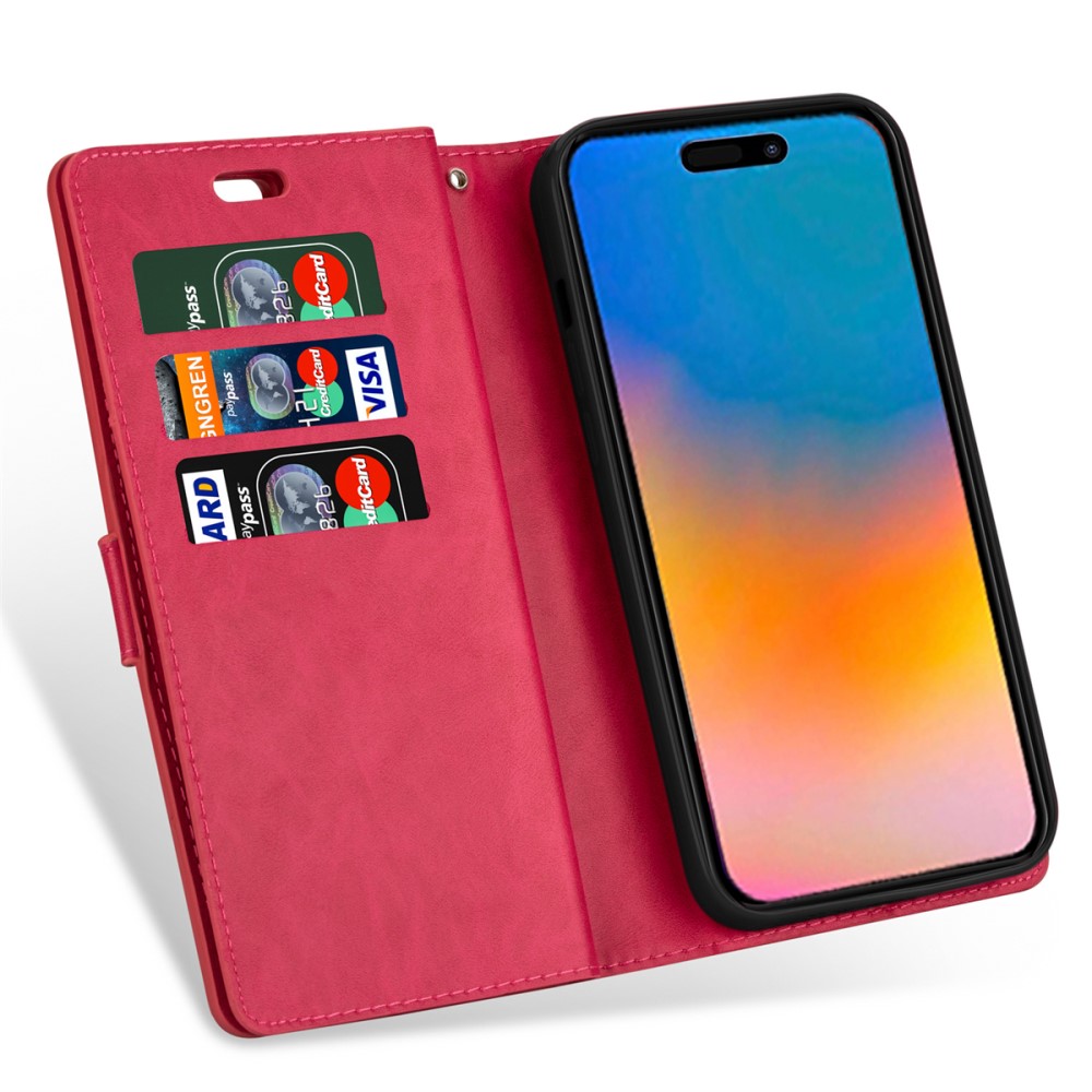  iPhone 15 Plus Multifunktionellt Fodral Röd