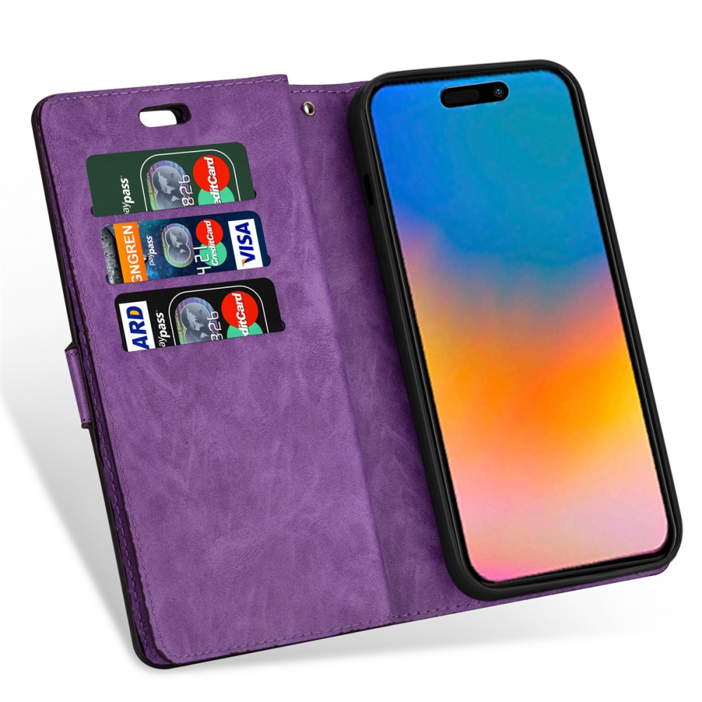  iPhone 15 Plus Multifunktionellt Fodral Lila