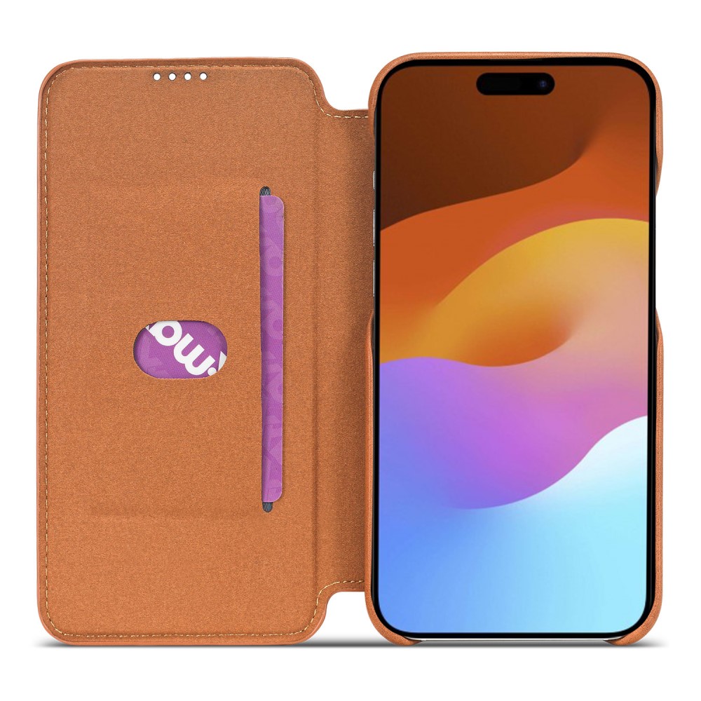 LC.IMEEKE LC.IMEEKE iPhone 15 Plus Fodral Slim Flip Ljus Brun