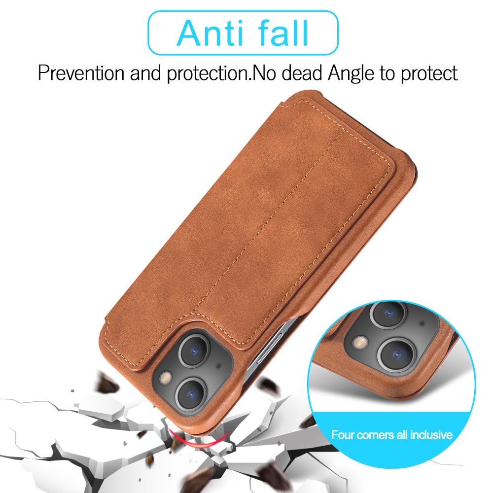 LC.IMEEKE LC.IMEEKE iPhone 15 Plus Fodral Slim Flip Ljus Brun