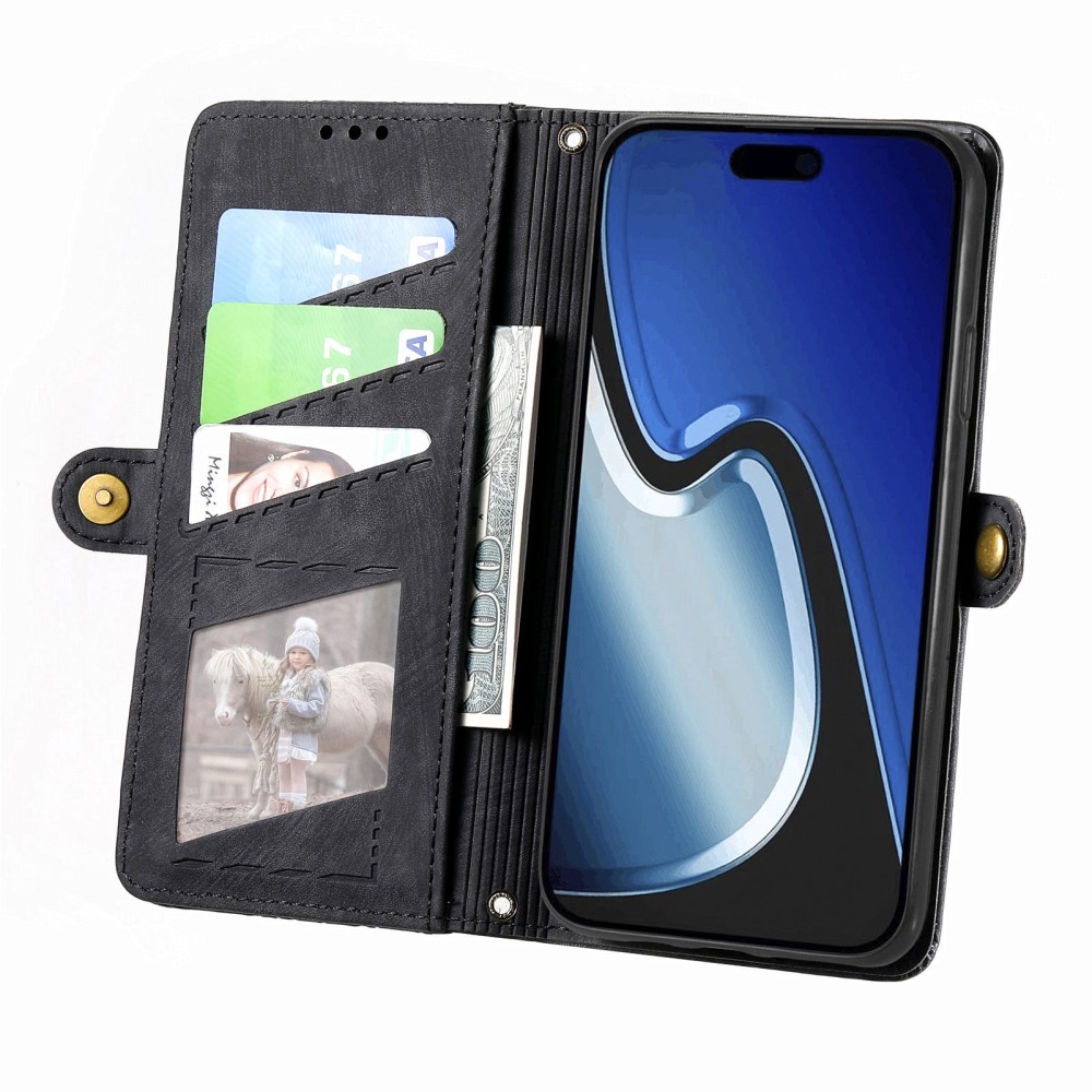  iPhone 15 Plus Fodral Geometri Med Snodd Svart