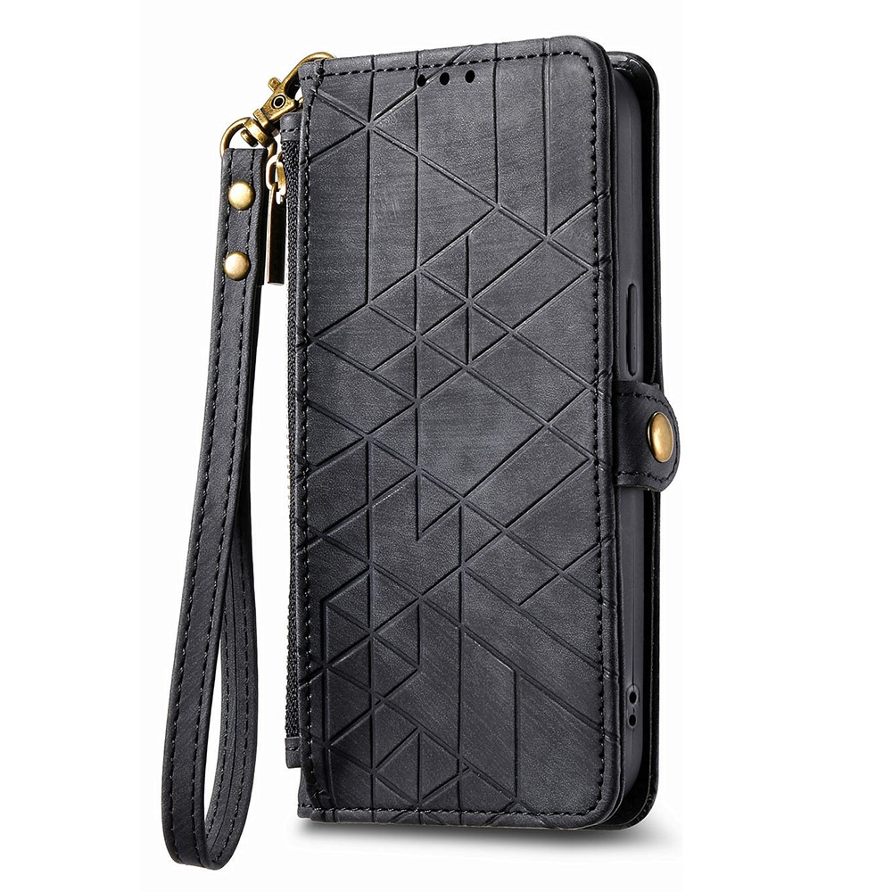  iPhone 15 Plus Fodral Geometri Med Snodd Svart