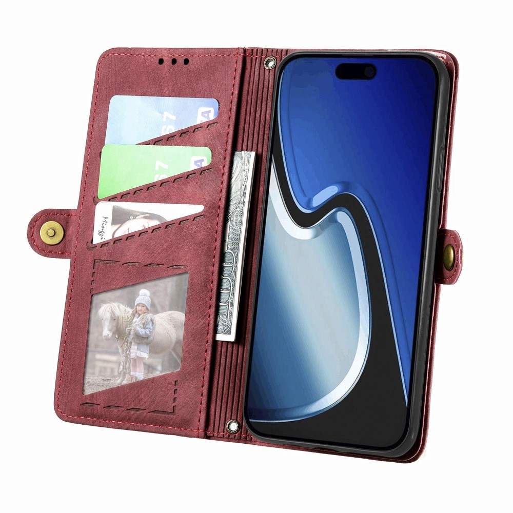  iPhone 15 Plus Fodral Geometri Med Snodd Röd