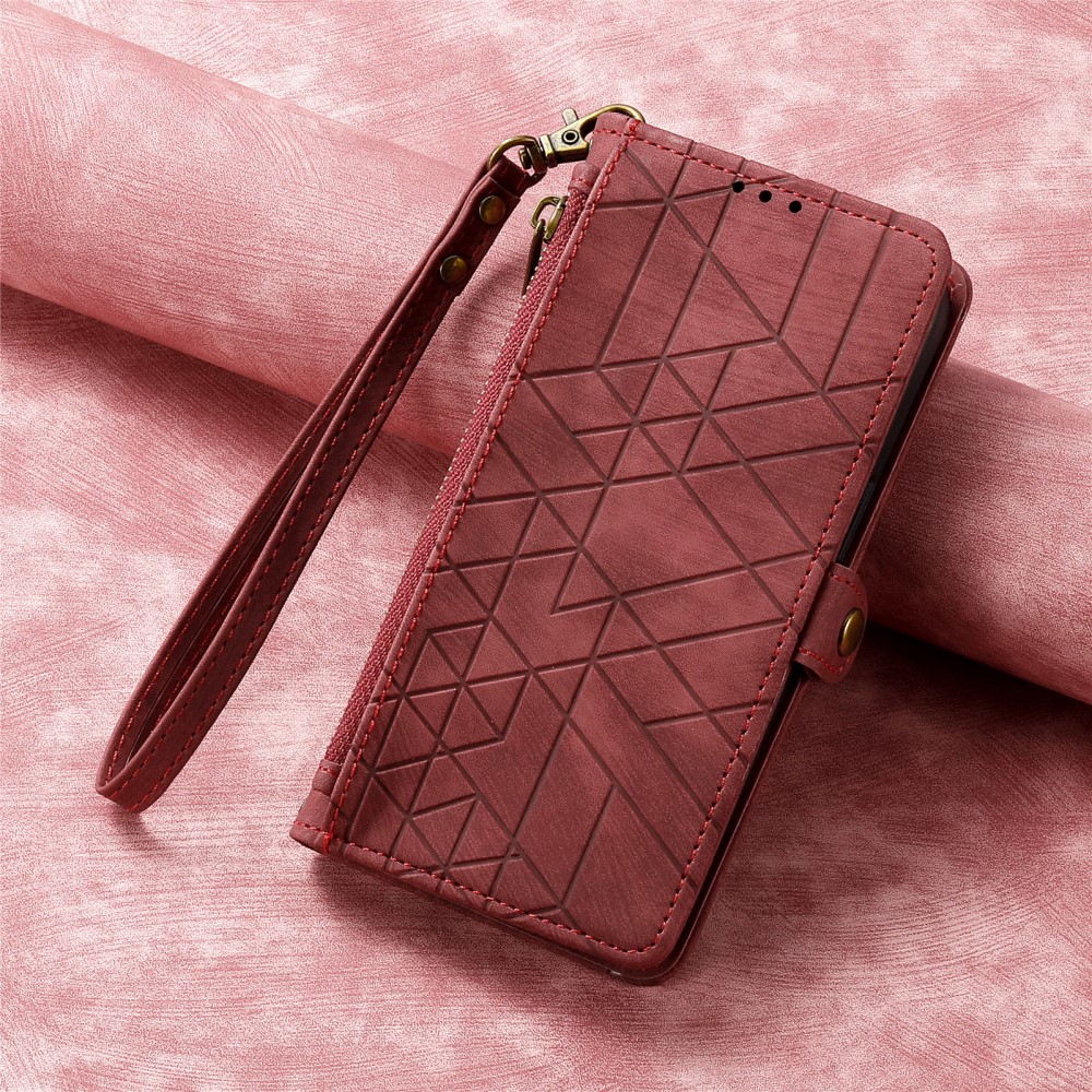  iPhone 15 Plus Fodral Geometri Med Snodd Röd