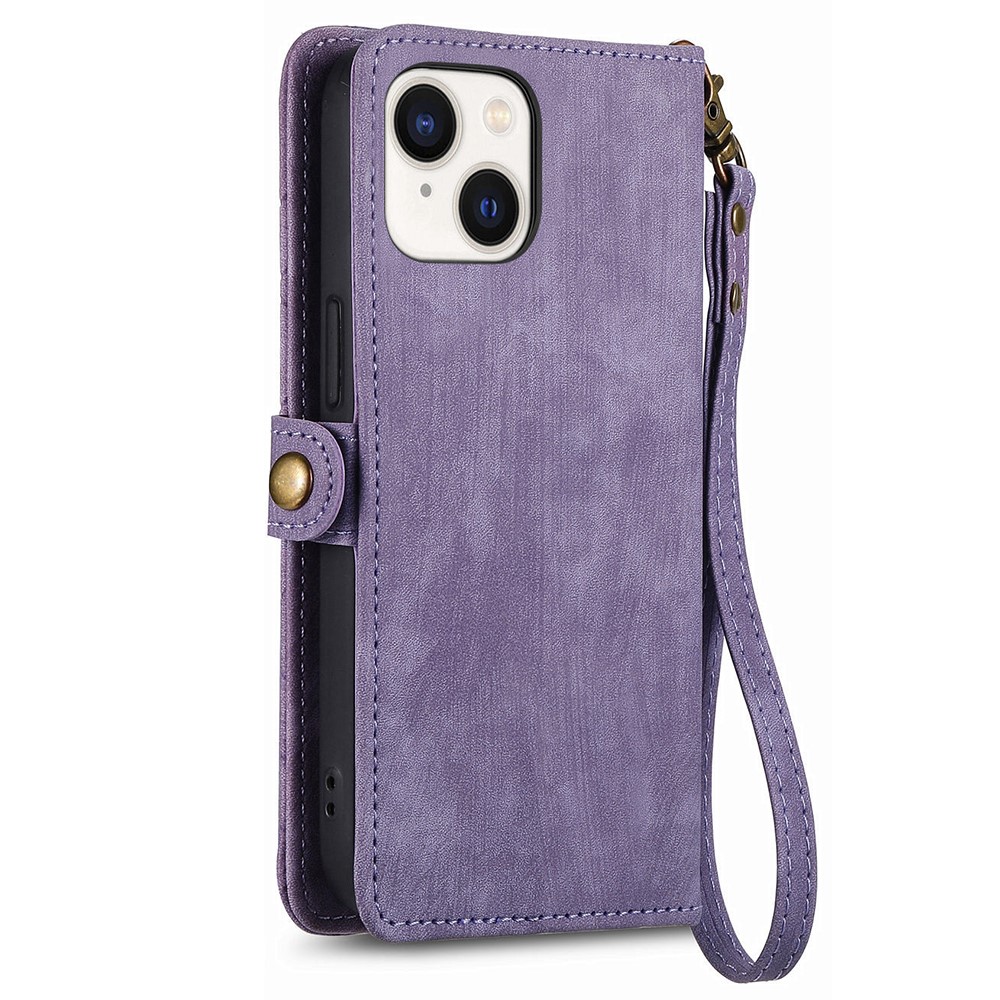  iPhone 15 Plus Fodral Geometri Med Snodd Lila