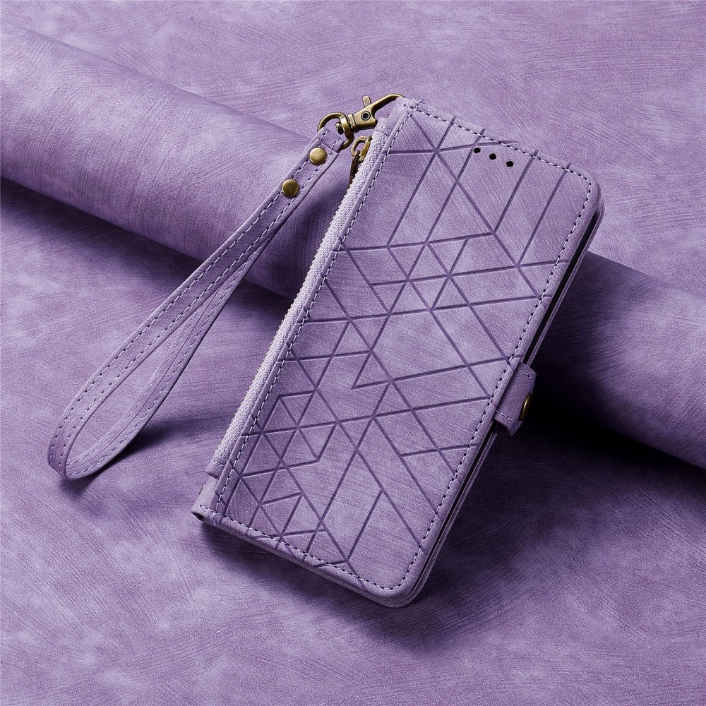  iPhone 15 Plus Fodral Geometri Med Snodd Lila