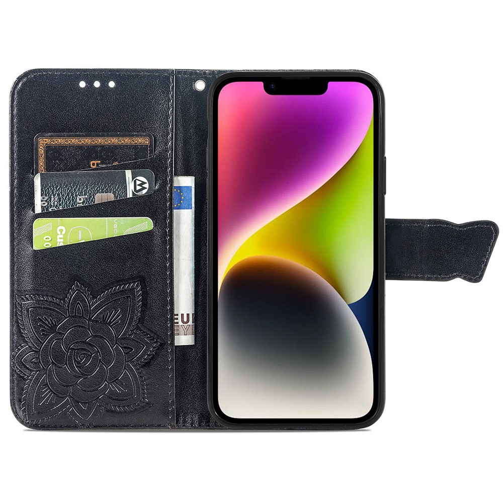  iPhone 15 Plus Fodral Med Fjäril Tryck Svart