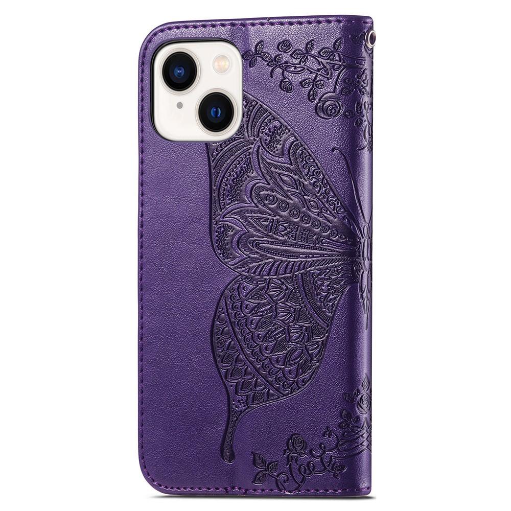  iPhone 15 Plus Fodral Med Fjäril Tryck Lila
