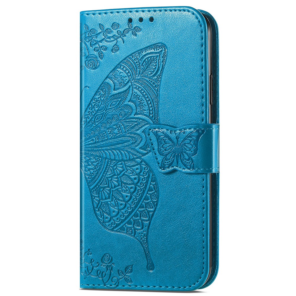  iPhone 15 Plus Fodral Med Fjäril Tryck Blå