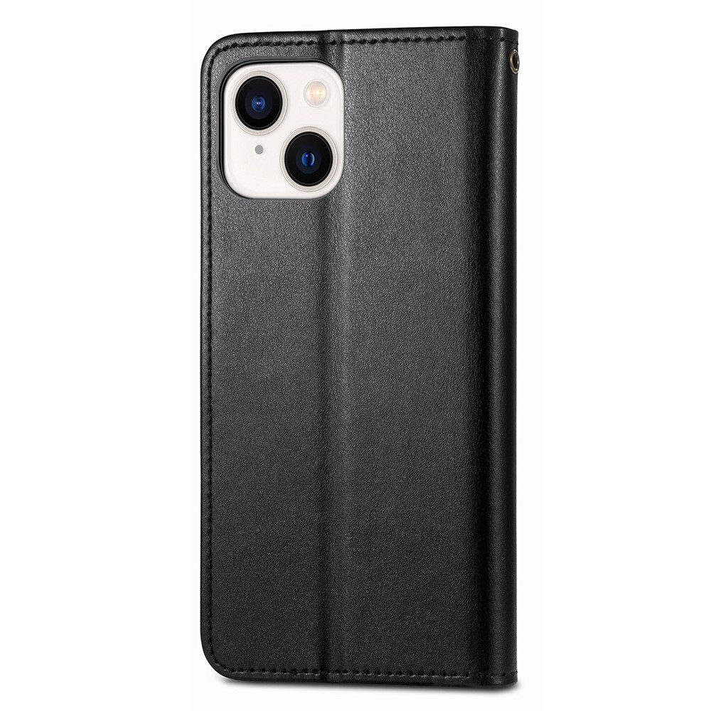  iPhone 15 Plus Fodral Läder Magnetisk Mässing Svart