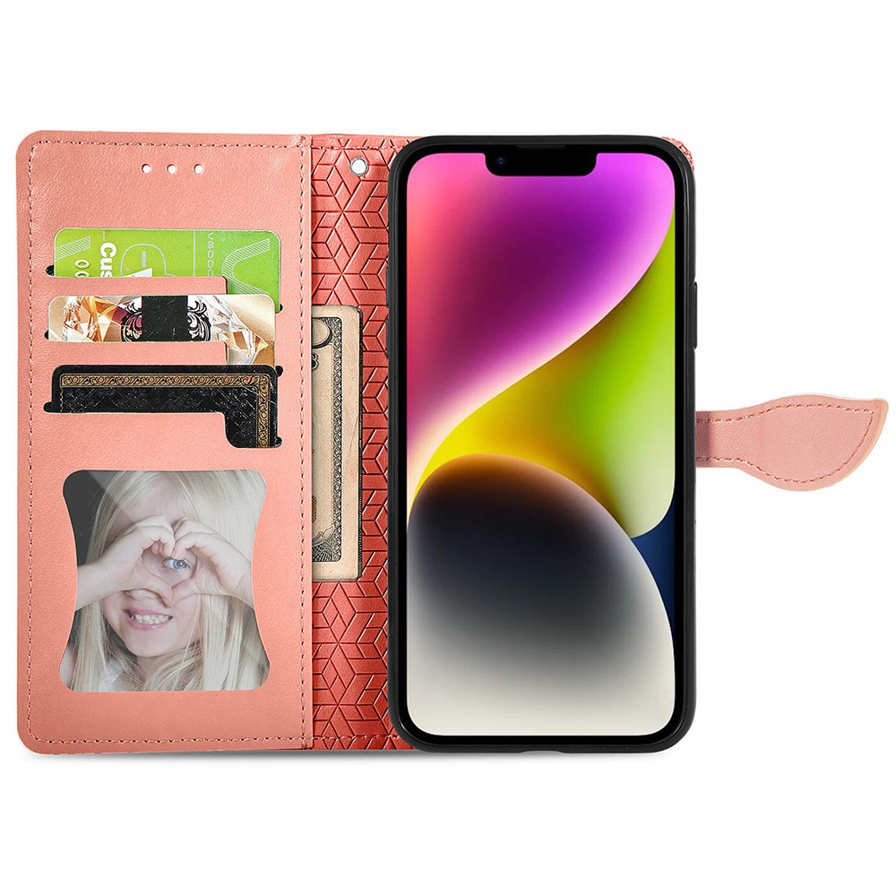  iPhone 15 Plus Fodral Läder Med Tryck Röd