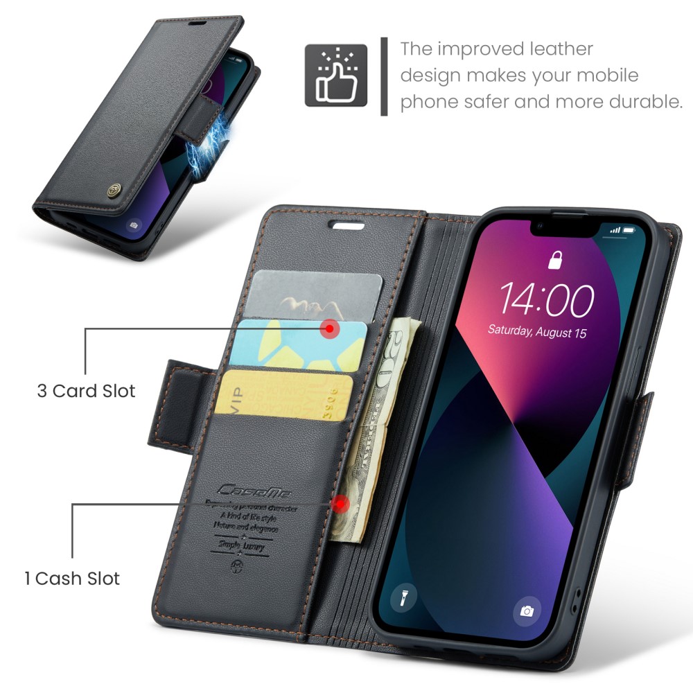 CASEME CASEME iPhone 15 Plus Fodral Läder RFID Svart