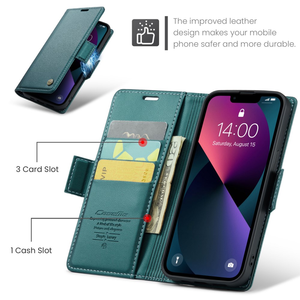 CASEME CASEME iPhone 15 Plus Fodral Läder RFID Grön