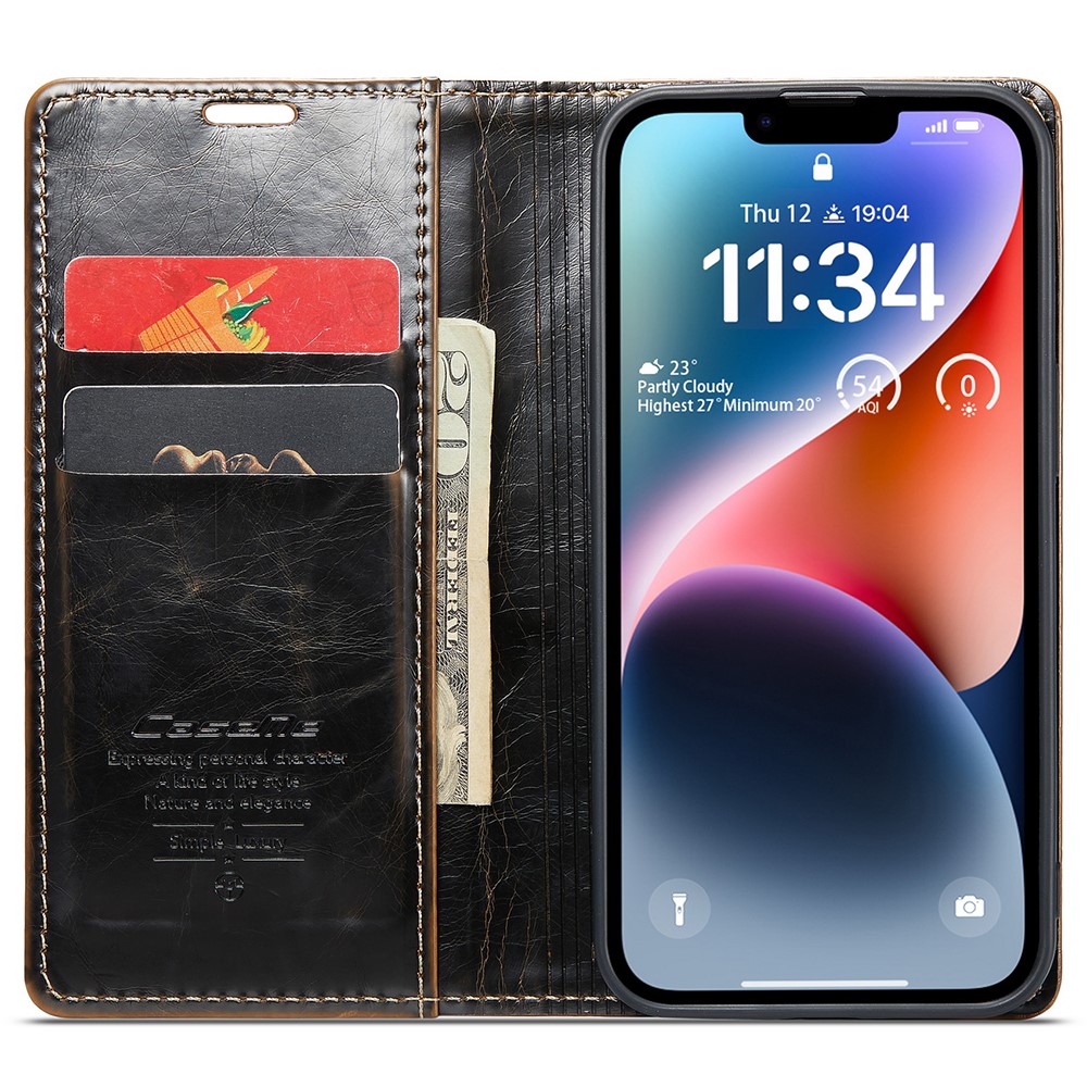 CASEME CASEME iPhone 15 Plus Fodral Oil Wax Flip Brun