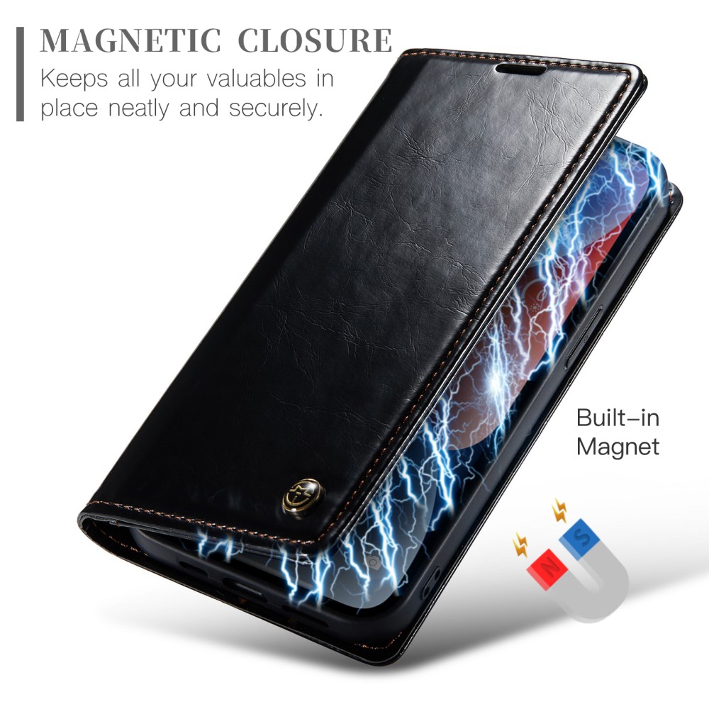 CASEME CASEME iPhone 15 Plus Fodral Oil Wax Flip Svart